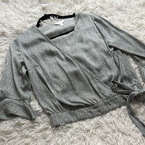 Polka Dot Wrap Blouse